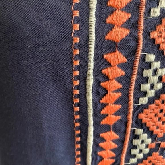 Blue and Coral Cold Shoulder Top/Size L - Picture 2 of 5